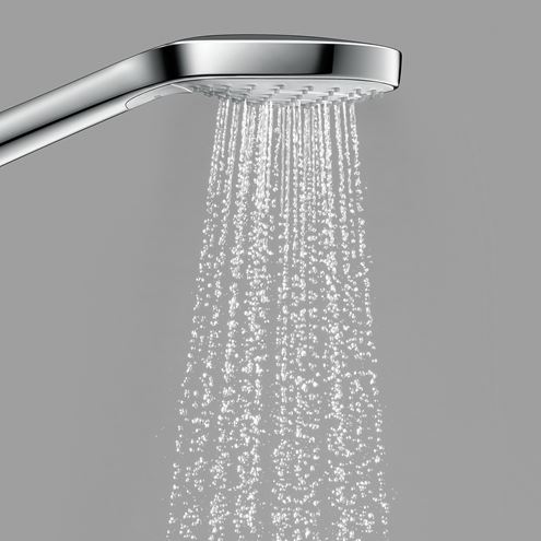 HANSGROHE CROMA SELECT E 3JET ruční sprcha 110x110 mm, 3 proudy, EcoSmart, bílá/chrom 26813400 Obrázek - fotka