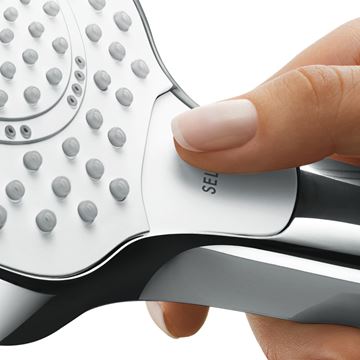 HANSGROHE CROMA SELECT E 3JET ruční sprcha 110x110 mm, 3 proudy, EcoSmart, bílá/chrom 26813400 Obrázek - fotka