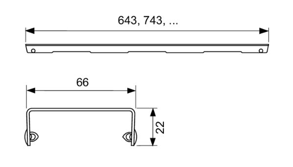 TECE DRAINLINE BASIC perforovaný rošt 1443 mm, nerez ocel 601510 Technický nákres
