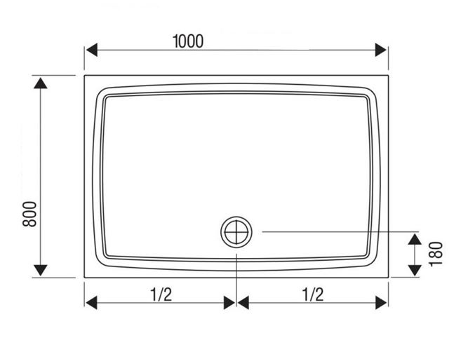 CONCEPT 100 sprchová vanička 100x80 cm, litý mramor, bez nožiček XA03A41101005 Technický nákres