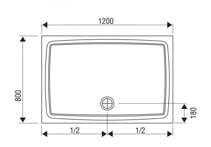 CONCEPT 100 sprchová vanička 120x80 cm, litý mramor, bez nožiček XA03G41101005 Technický nákres