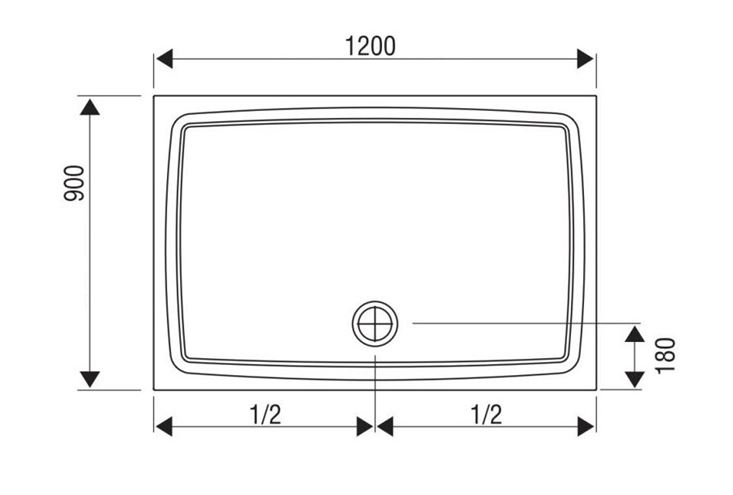 CONCEPT 100 sprchová vanička 120x90 cm, litý mramor, bez nožiček XA03G71101005 Technický nákres
