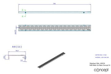 CONCEPT 50 perforovaný rošt WATER 778 mm, kartáčovaná nerez ocel 449276 Obrázek - fotka