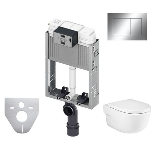 ROCA MERIDIAN závěsné WC s montážním prvkem TECEbox, Rimless splachování, SoftClose sedátko, chromové tlačítko PT2.TEKF-RSC.CR.33 Obrázek - Hlavní obrázek