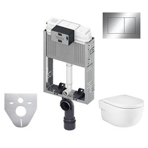 ROCA MERIDIAN závěsné WC s montážním prvkem TECEbox, Rimless splachování, SoftClose sedátko, chromové tlačítko