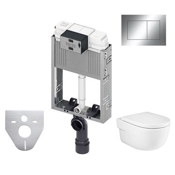 ROCA MERIDIAN závěsné WC s montážním prvkem TECEbox, Rimless splachování, SoftClose sedátko, chromové tlačítko