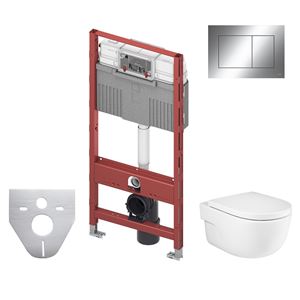 ROCA MERIDIAN závěsné WC s montážním prvkem TECEprofil, Rimless splachování, SoftClose sedátko, chromové tlačítko