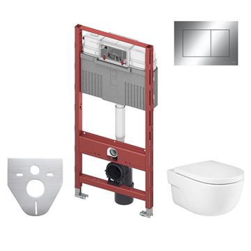 ROCA MERIDIAN závěsné WC s montážním prvkem TECEprofil, Rimless splachování, SoftClose sedátko, chromové tlačítko