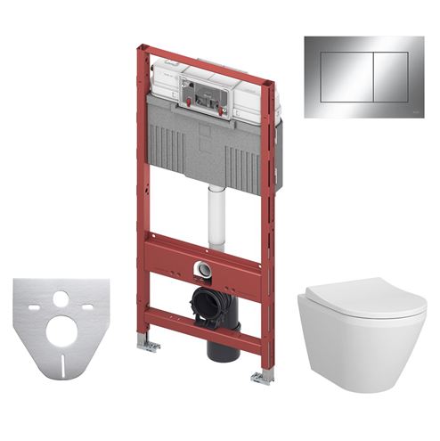 VITRA INTEGRA závěsné WC s montážním prvkem TECEprofil, Rim-ex splachování, SoftClose sedátko, chromové tlačítko PT2.TEDF-RSC.CR.31 Obrázek - Hlavní obrázek