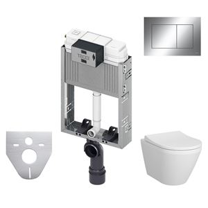 VITRA INTEGRA závěsné WC s montážním prvkem TECEbox, Rim-ex splachování, SoftClose sedátko, lesklé chromové tlačítko