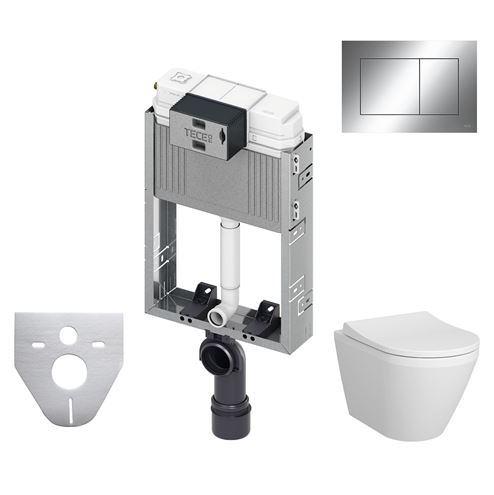 VITRA INTEGRA závěsné WC s montážním prvkem TECEbox, Rim-ex splachování, SoftClose sedátko, lesklé chromové tlačítko PT2.TEKF-RSC.CR.29 Obrázek - Hlavní obrázek