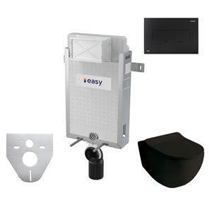ARTCERAM FILE 2.0 závěsné WC s montážním prvkem Easy Renovmodul, Rimless splachování, SoftClose sedátko, černé tlačítko