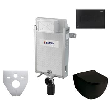 ARTCERAM FILE 2.0 závěsné WC s montážním prvkem Easy Renovmodul, Rimless splachování, SoftClose sedátko, černé tlačítko
