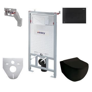 ARTCERAM FILE 2.0 závěsné WC s montážním prvkem Easy Sádromodul, Rimless splachování, SoftClose sedátko, černé tlačítko