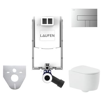 ARTCERAM MONET závěsné WC s montážním prvkem Laufen Ineo, Rimless splachování, SoftClose sedátko, chromové tlačítko