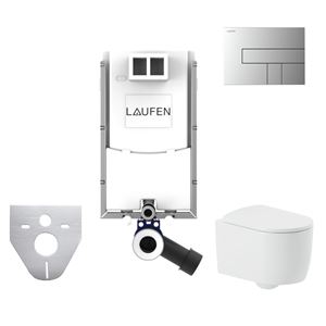 ARTCERAM MONET závěsné WC s montážním prvkem Laufen Ineo, Rimless splachování, SoftClose sedátko, chromové tlačítko