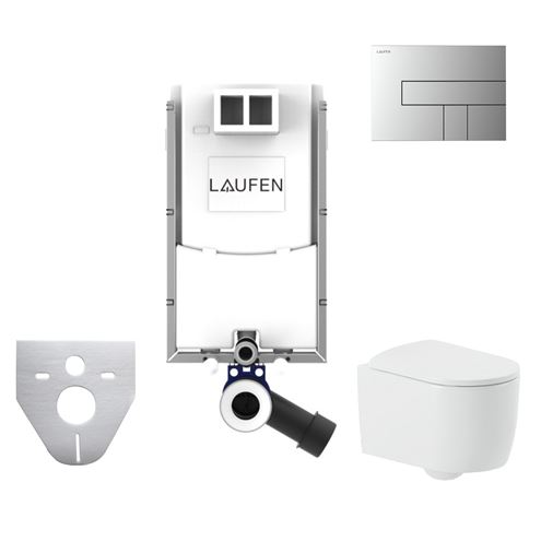 ARTCERAM MONET závěsné WC s montážním prvkem Laufen Ineo, Rimless splachování, SoftClose sedátko, chromové tlačítko PT3.LAKF-RSC.CR.15 Obrázek - Hlavní obrázek