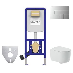 ARTCERAM MONET závěsné WC s montážním prvkem Laufen Ineo CW102, Rimless splachování, SoftClose sedátko, chromové tlačítko