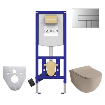 ARTCERAM FILE 2.0 závěsné WC s montážním prvkem Laufen Ineo, Rimless splachování, SoftClose sedátko, chromové tlačítko