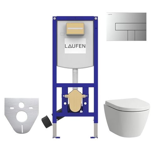LAUFEN FIORA závěsné WC s montážním prvkem Laufen Ineo CW102, Rimless splachování, SoftClose sedátko, chromové tlačítko PT2.LADF-RSC.CR.6 Obrázek - Hlavní obrázek
