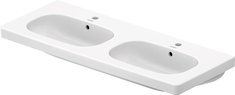 DURAVIT D-CODE dvojumyvadlo 120 cm, se 2 otvory pro baterie a přepadem 03481200002 Obrázek - Hlavní obrázek
