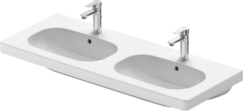 DURAVIT D-CODE dvojumyvadlo 120 cm, se 2 otvory pro baterie a přepadem 03481200002 Obrázek - fotka