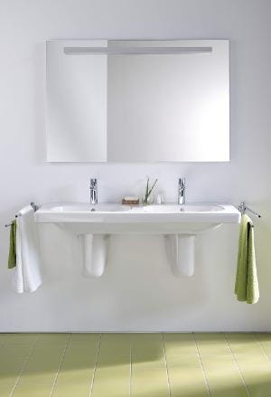 DURAVIT D-CODE dvojumyvadlo 120 cm, se 2 otvory pro baterie a přepadem 03481200002 Obrázek - fotka