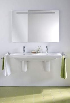 DURAVIT D-CODE dvojumyvadlo 120 cm, se 2 otvory pro baterie a přepadem 03481200002 Obrázek - fotka