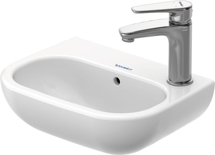 DURAVIT D-CODE umývátko 36 cm, s otvorem pro baterii vpravo a přepadem 07053600082 Obrázek - fotka