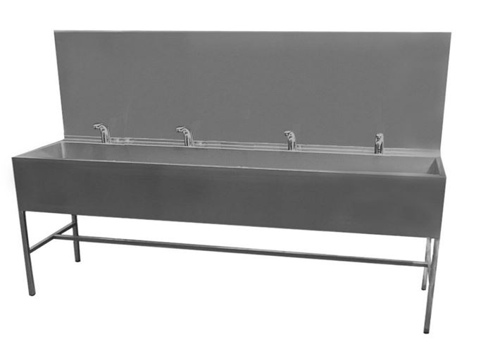 AZP BRNO mycí žlab 250 cm, na podlahu, 4 termostatické senzorové baterie, napájení ze sítě, nerez AUL 01.3.P Obrázek - Hlavní obrázek