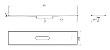 UNIDRAIN 3004 sprchový žlab 700 mm, do prostoru, bez odtoku, bez roštu, nerez ocel 3004.0700 Technický nákres