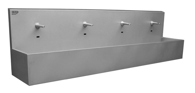 AZP BRNO mycí žlab 250 cm, 4 termostatické senzorové baterie, napájení ze sítě, nerez AUL 03Z.3.P Obrázek - Hlavní obrázek