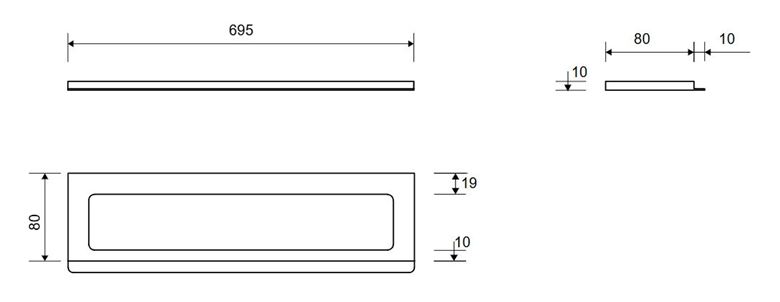 UNIDRAIN CLASSICLINE 1500 rámeček 695 mm, pro sprchový žlab, kartáčovaná nerez ocel 1500.0710 Technický nákres