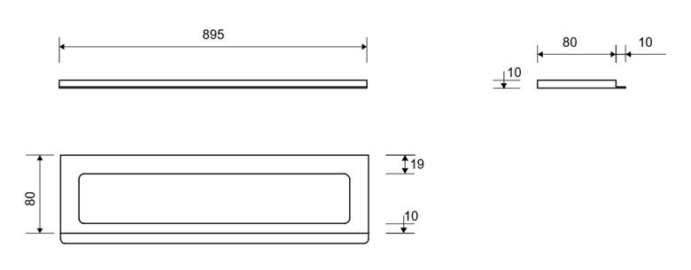 UNIDRAIN CLASSICLINE 1500 rámeček 895 mm, pro sprchový žlab, kartáčovaná nerez ocel 1500.0910 Technický nákres