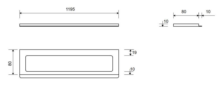UNIDRAIN CLASSICLINE 1500 rámeček 1195 mm, pro sprchový žlab, kartáčovaná nerez ocel 1500.1210 Technický nákres