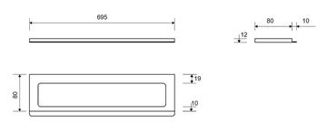 UNIDRAIN CLASSICLINE 1500 rámeček 695 mm, pro sprchový žlab, kartáčovaná nerez ocel 1500.0712 Technický nákres