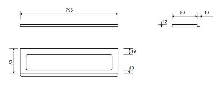 UNIDRAIN CLASSICLINE 1500 rámeček 795 mm, pro sprchový žlab, kartáčovaná nerez ocel 1500.0812 Technický nákres