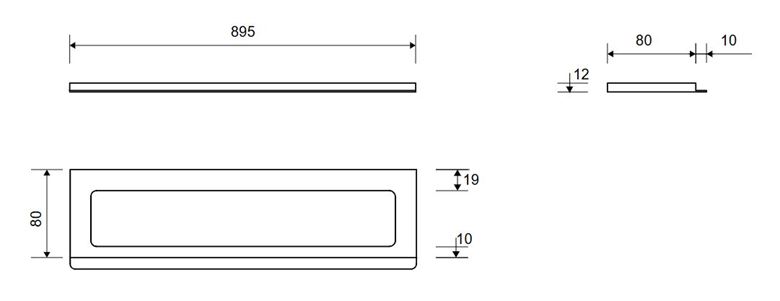 UNIDRAIN CLASSICLINE 1500 rámeček 895 mm, pro sprchový žlab, kartáčovaná nerez ocel 1500.0912 Technický nákres