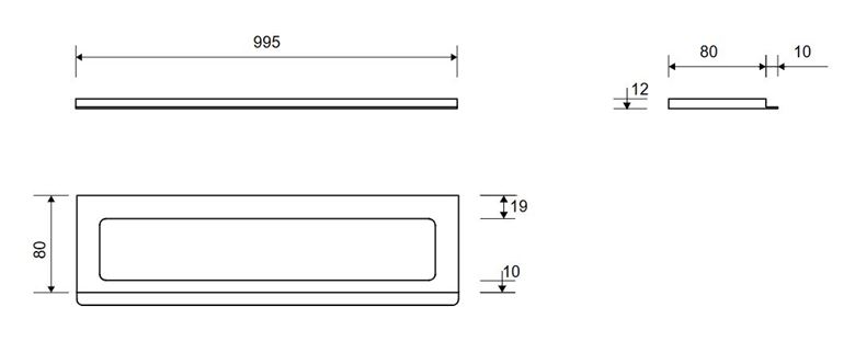 UNIDRAIN CLASSICLINE 1500 rámeček 995 mm, pro sprchový žlab, kartáčovaná nerez ocel 1500.1012 Technický nákres