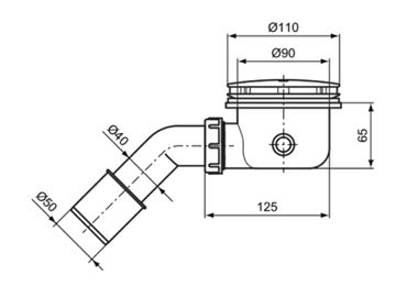 IDEAL STANDARD vaničkový sifon pr. 90 mm, chrom J3417AA Technický nákres