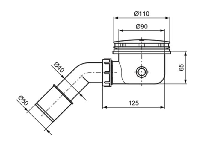 IDEAL STANDARD vaničkový sifon pr. 90 mm, chrom J3417AA Technický nákres