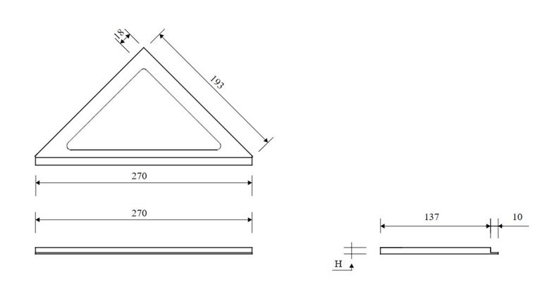 UNIDRAIN CLASSICLINE 2501 rámeček 270x193 mm, pro sprchový žlab, kartáčovaná nerez ocel 2501.0210 Technický nákres