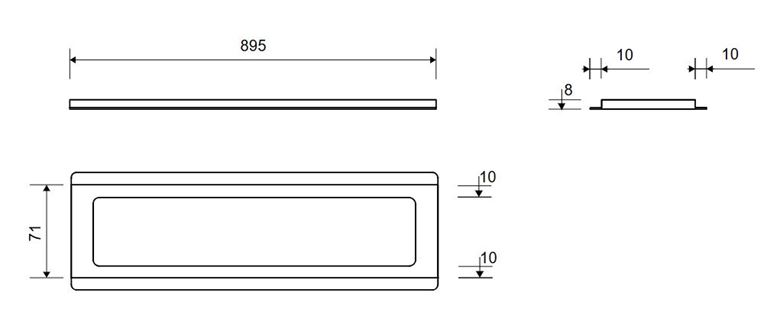UNIDRAIN CLASSICLINE 3500 rámeček 895 mm, pro sprchový žlab, kartáčovaná nerez ocel 3500.0908 Technický nákres