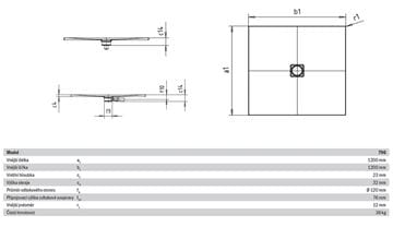 KALDEWEI CONOFLAT 790-1 sprchová vanička 120x120 cm, smaltovaná ocel, bez nosiče 466000010001 Technický nákres