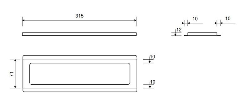 UNIDRAIN CLASSICLINE 3500 rámeček 315 mm, pro sprchový žlab, kartáčovaná nerez ocel 3500.0312 Technický nákres