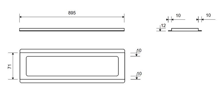 UNIDRAIN CLASSICLINE 3500 rámeček 895 mm, pro sprchový žlab, kartáčovaná nerez ocel 3500.0912 Technický nákres