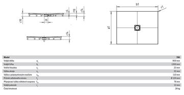KALDEWEI CONOFLAT 785-2 sprchová vanička 90x120 cm, smaltovaná ocel, s nosičem, Perl Effekt 465548043001 Technický nákres