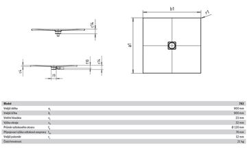 KALDEWEI CONOFLAT 783-1 sprchová vanička 90x90 cm, smaltovaná ocel, bez nosiče, Perl Effekt 465300013001 Technický nákres