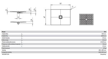 KALDEWEI CONOFLAT 784-1 sprchová vanička 90x100 cm, smaltovaná ocel, bez nosiče, celoplošný Antislip 465430020001 Technický nákres