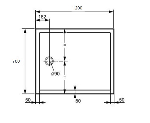 HÜPPE PURANO sprchová vanička 70x120 cm, litý mramor, bez nožiček, protiskluz 202166.055 Technický nákres